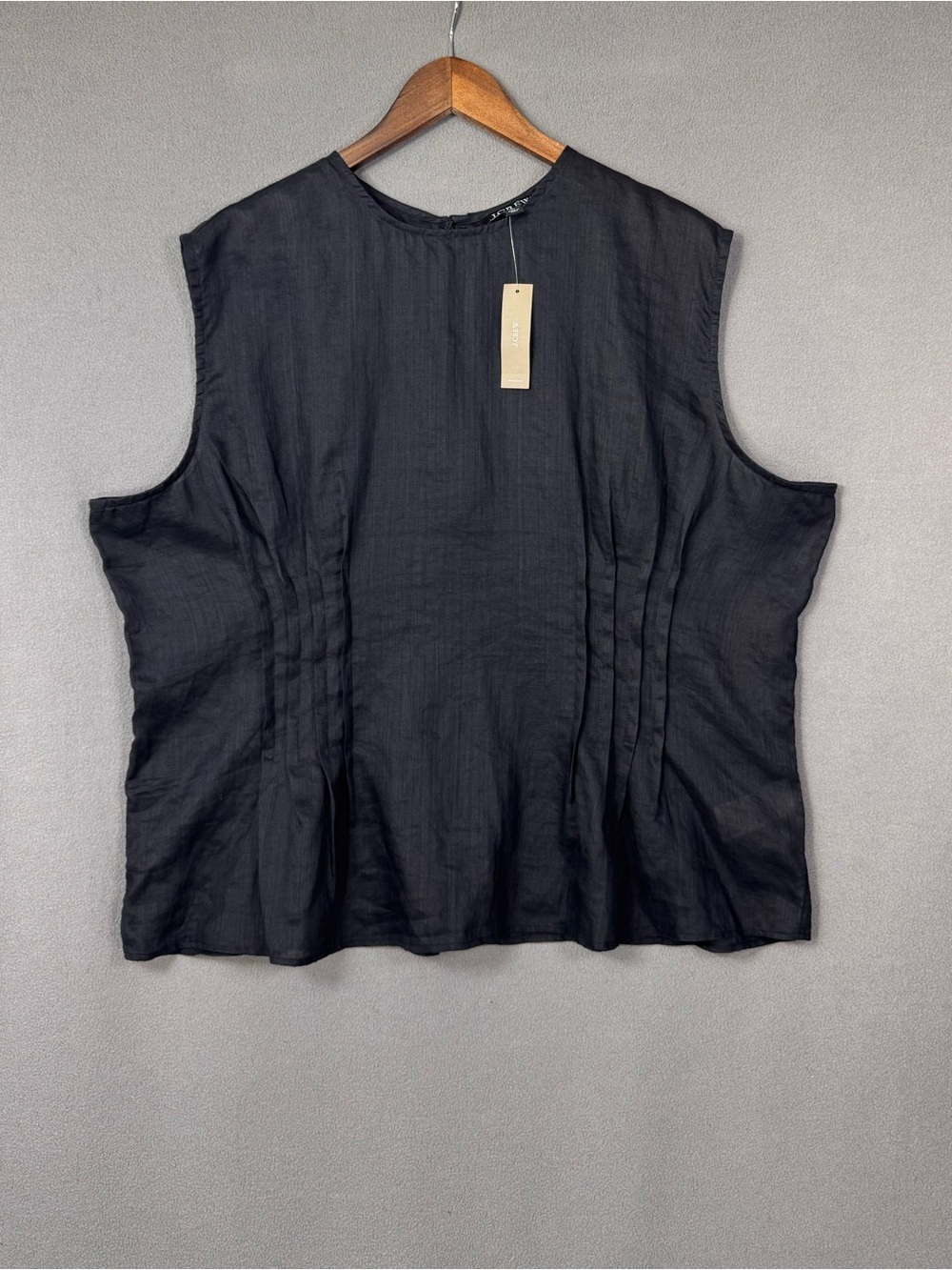 J. Crew Black Pintuck Pleated Sleeveless Top, Women’s Plus Size 22